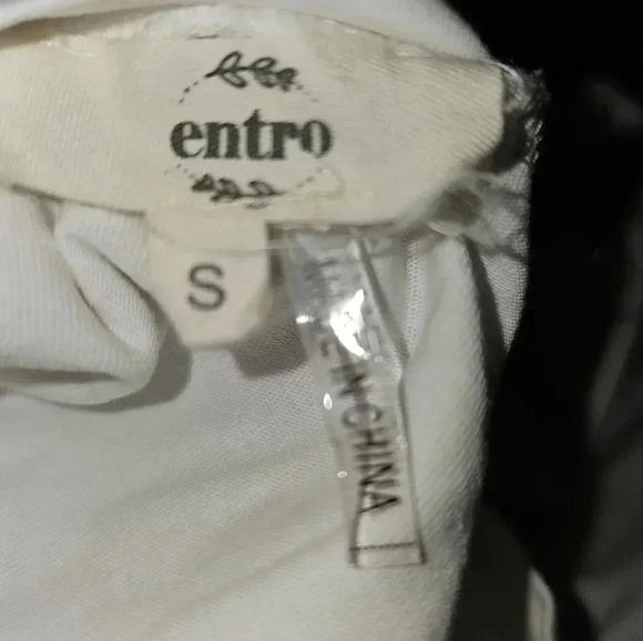 Entro‎ Off White Ruched Sleeve Crew Neck White Tee Sz S - Picture 10 of 14
